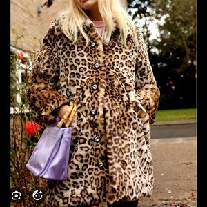 Shrimps Leopard Print Faux Fur Pea Coat